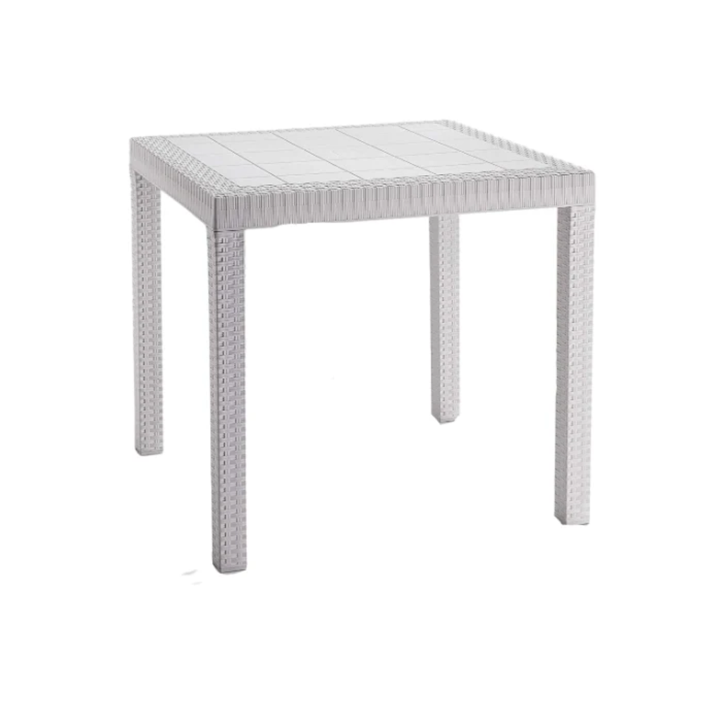 TAVOLO DALLAS BIANCO RATTAN CM.80X80