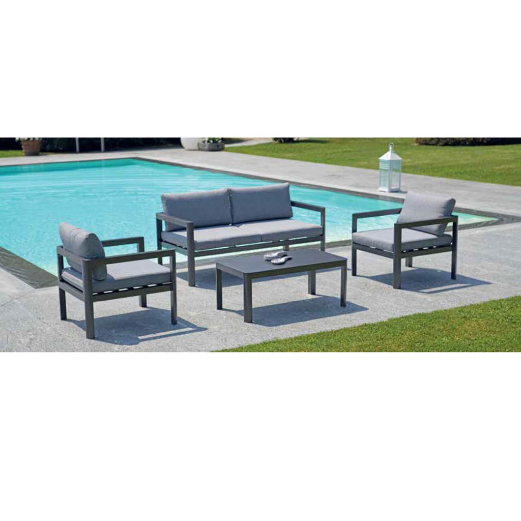 Set Salotto Marsiglia, alluminio, 4 pezzi, cuscini inclusi