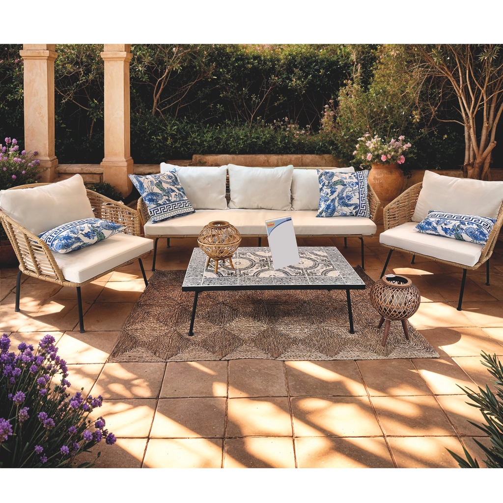 SET SALOTTO GUACATA ANG.C/CUSC.+TAVOLINO CM.80X80X40