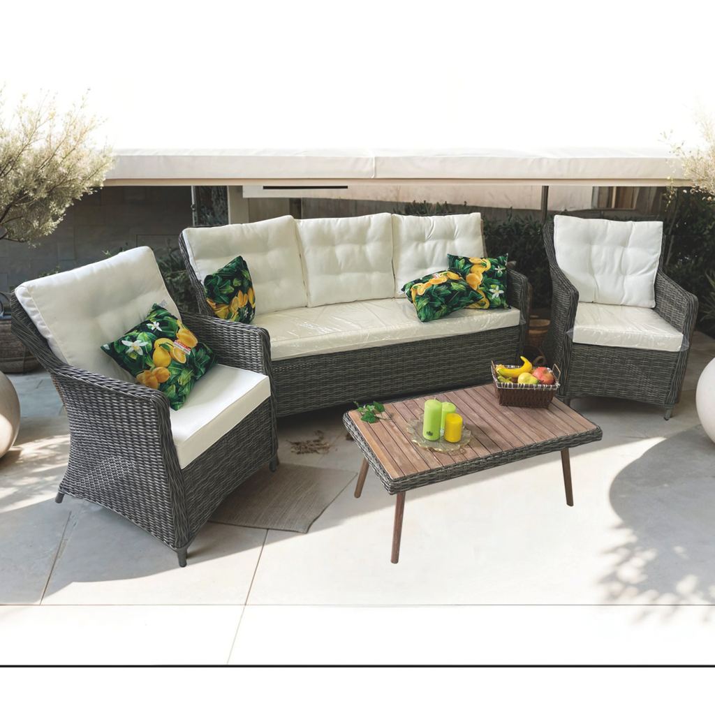 SET CALIFORNIA DIVANO 3P+2 POLTR.+TAV.+CUSC.ECRU'