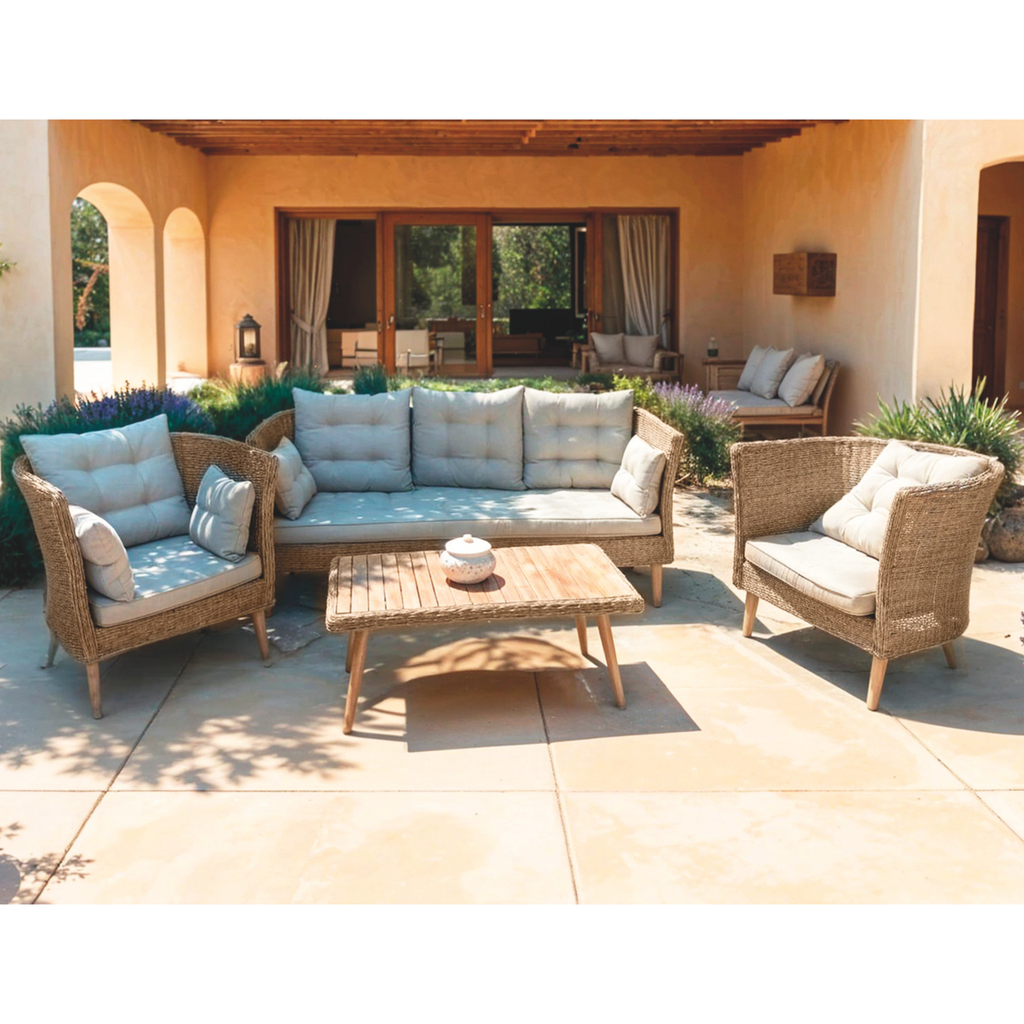 SET COLOMBO DIVANO 3P+2 POLTR.+TAV.+CUSC.ECRU'