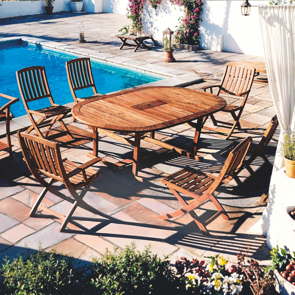 TAVOLO ISCHIA ESTENS.CM.150/200X100XH.76 ACACIA OL.