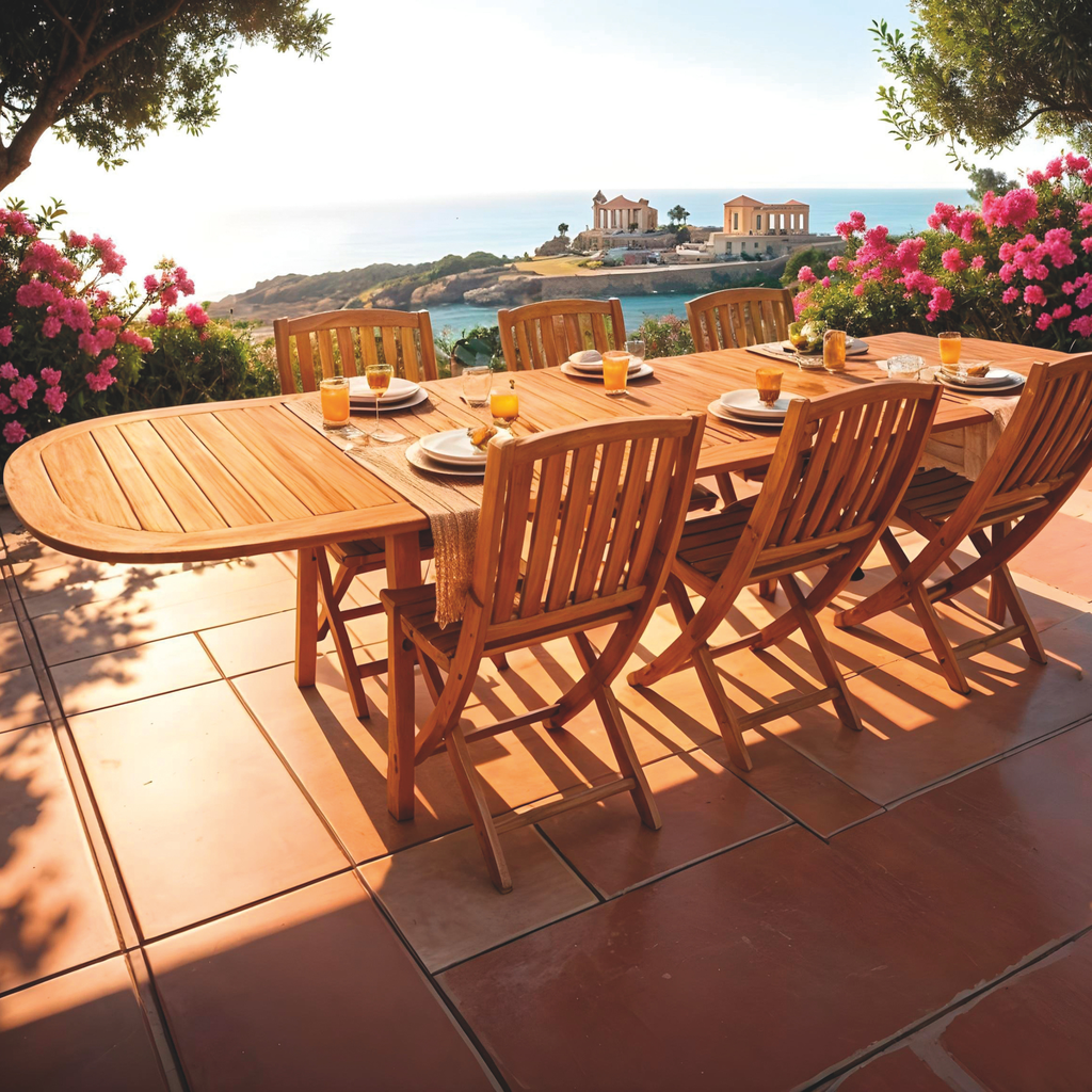 TAVOLO ISCHIA ESTENS.CM.230/320X100XH.76 ACACIA OL.