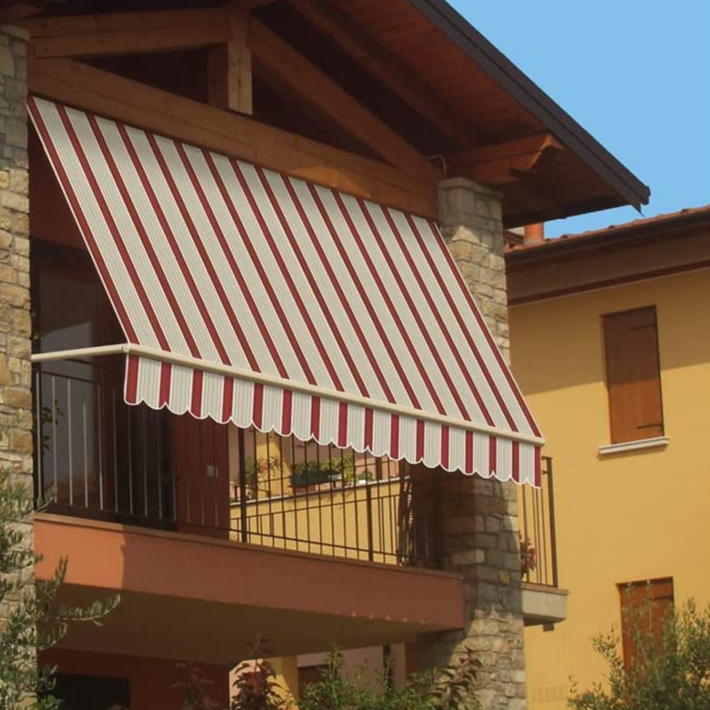 TENDA DA SOLE A CADUTA 250X250 BORDEAUX/CREMA S/CASSONE