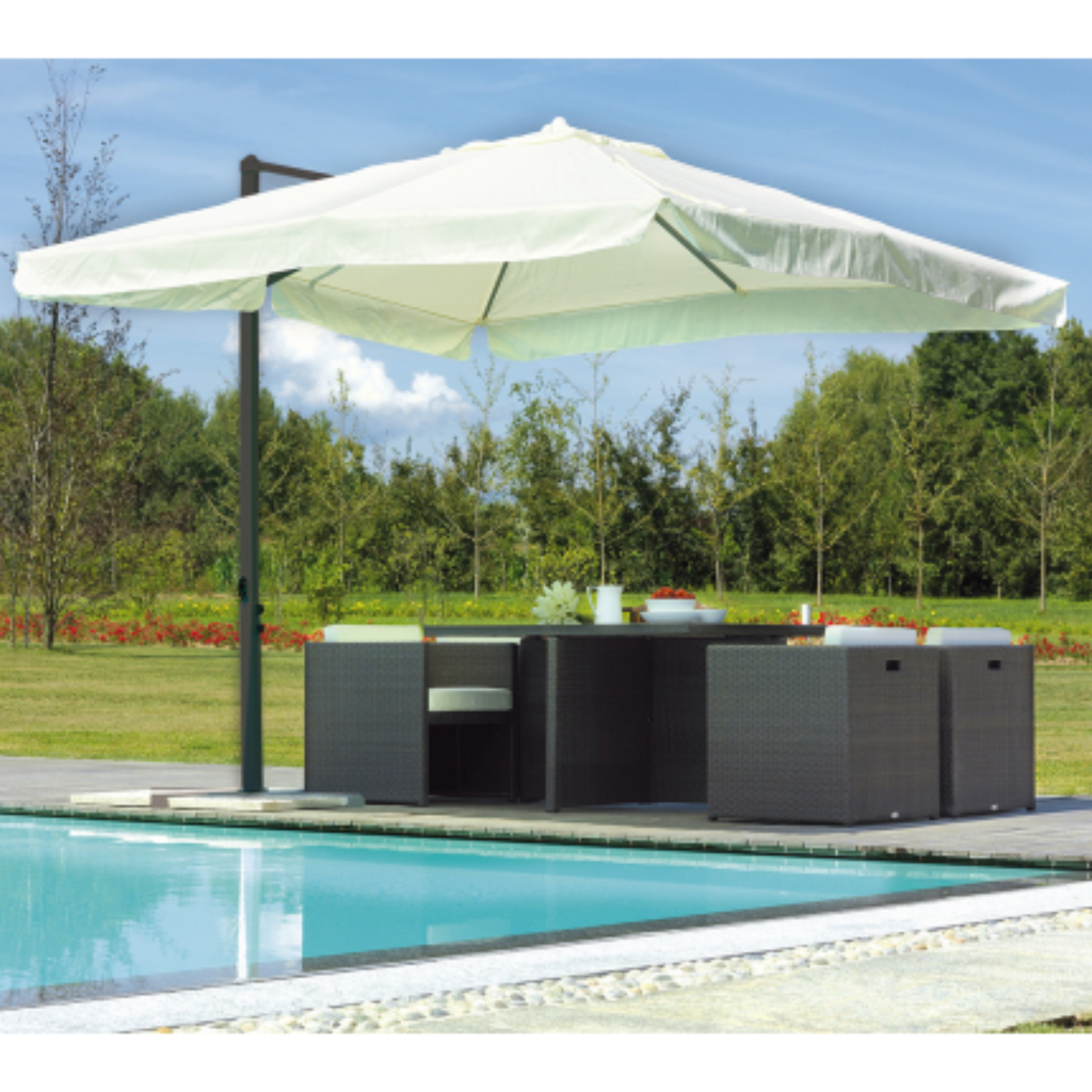 OMBRELLONE MT.3X3 PALO LAT.ANTRACITE POLI ECRU'