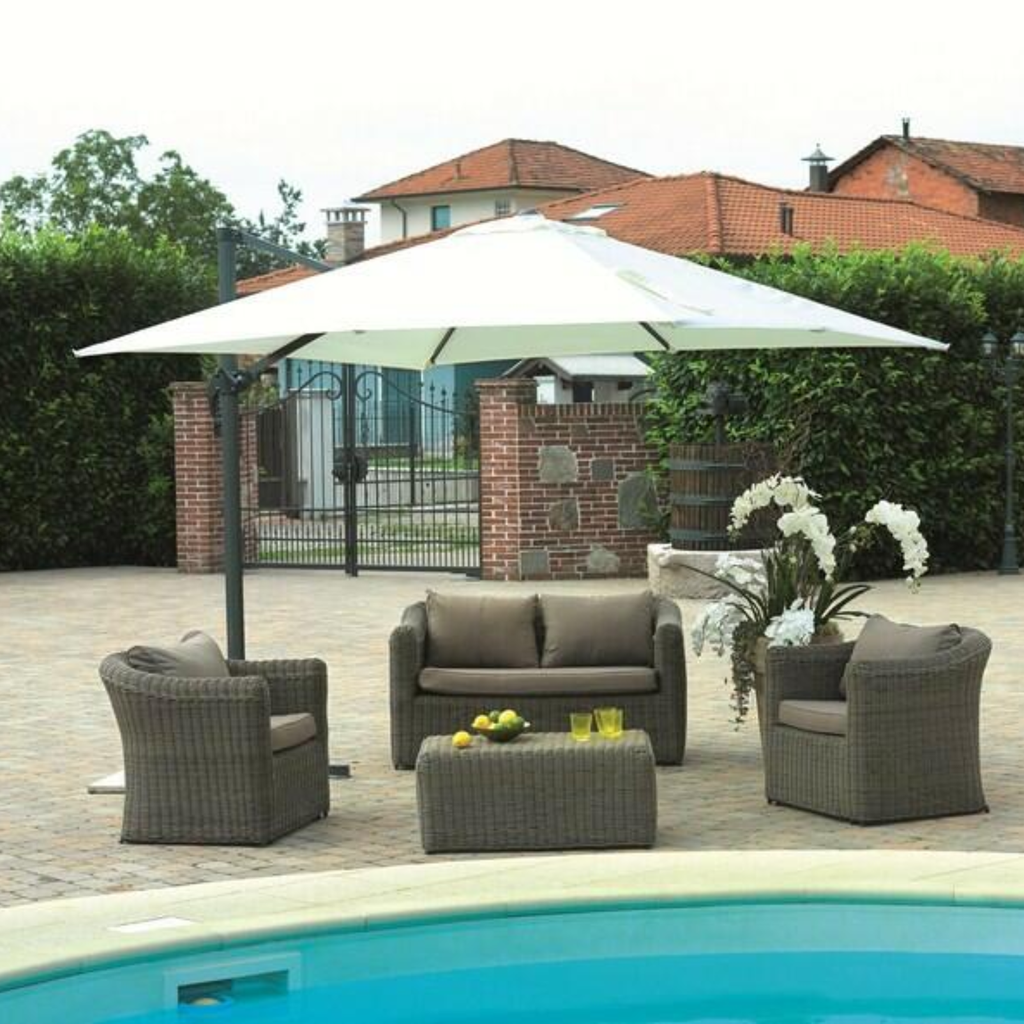 OMBRELLONE CALIFORNIA 3X4 PALO LAT. BASCUL.BIANCO