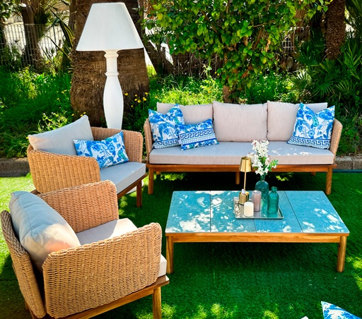 [176663] SALOTTO MAIORCA NATURALE C/PIANO GRES GRIGIO FIORATO