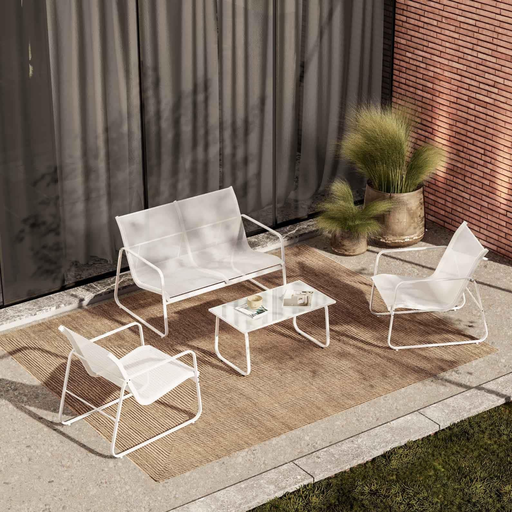 [177059] SET SOFA' + TAVOLINO MOD. REVY BIANCO