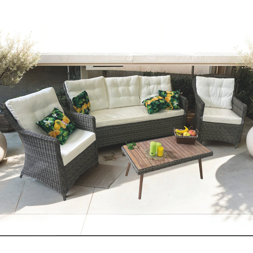 [188552] SET CALIFORNIA DIVANO 3P+2 POLTR.+TAV.+CUSC.ECRU'