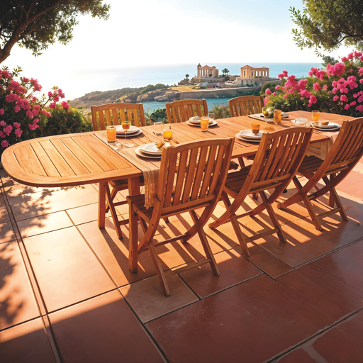 [201165] TAVOLO ISCHIA ESTENS.CM.230/320X100XH.76 ACACIA OL.