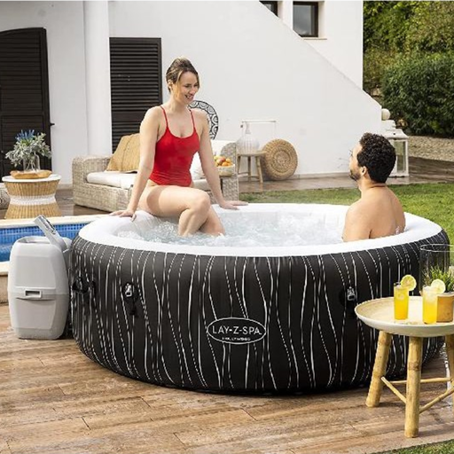 [201677] IDROMASSAGGIO GONFIABILE LAY-Z SPA HOLLYWOOD ROTONDO 1,96MX0,66CM COLOR ONDE NERE