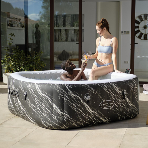 [201679] IDROMASSAGGIO GONFIABILE LAY-Z SPA HOLLYWOOD QUADRATO 1,80MX1,80MX66CM COLOR MARMO