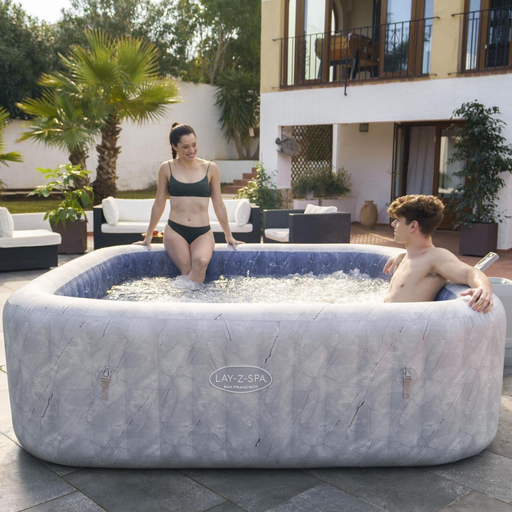 [201681] IDROMASSAGGIO GONFIABILE LAY-Z SPA SAN FRANCISCO QUADRATO 2,30MX2,30MX71CM COLOR MARMO GRIGIO