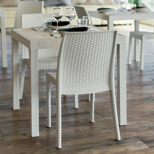 [057639] TAVOLO DALLAS BIANCO RATTAN CM.80X80